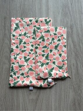 Rifle Paper Co. Cotton Floral Zipper Pouch Set, Pink
